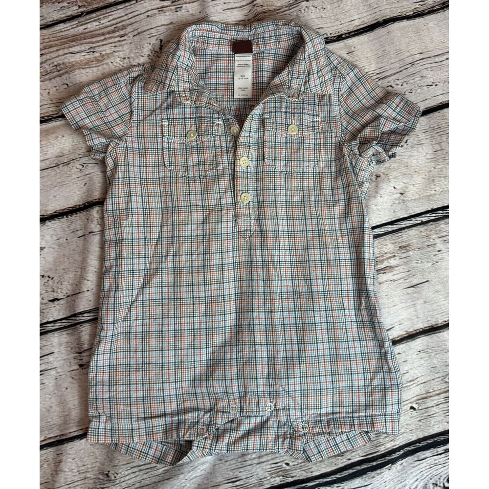 Tea Collection Plaid Shorts‎ Romper 12-18m
